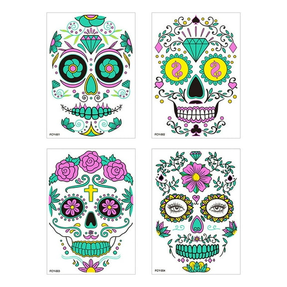 Glow in the Dark Face Stickers Halloween Party Supplies Fluorescent Body Art Decals for Festivals Events and Nighttime