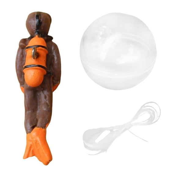Glow-in-the-Dark Fish Tank Decorations, Cute Little Diver Aquarium Decoration with Floating Ball, Resin Floating Fish Tank Float for Aquariums and Swimming Pools, Underwater World Prop