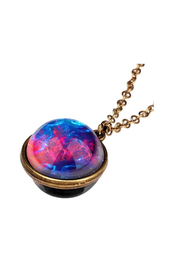 Glow in the Dark Galaxy Necklace - Double-Sided Pendant with Glow-in-the-Dark Stars, Perfect Gift for Space Lovers