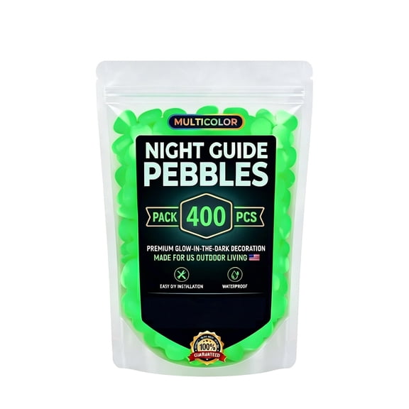 Glow in the Dark Garden Stones - Luminous Pebbles for Outdoor Paths, Water Features, Terrarium & Aquarium Decor; Solar/LED Powered; Waterproof Green
