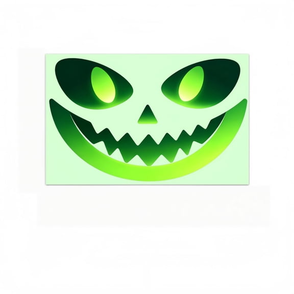 Glow-in-the-Dark Grimace Wall Sticker, Plastic Halloween Face Decal for Door, Window, Stair, Green