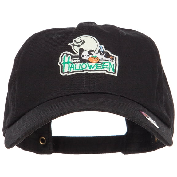 Glow in the Dark Halloween Patched Unstructured Cap - Black OSFM