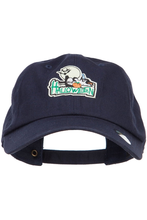 Glow in the Dark Halloween Patched Unstructured Cap - Navy OSFM