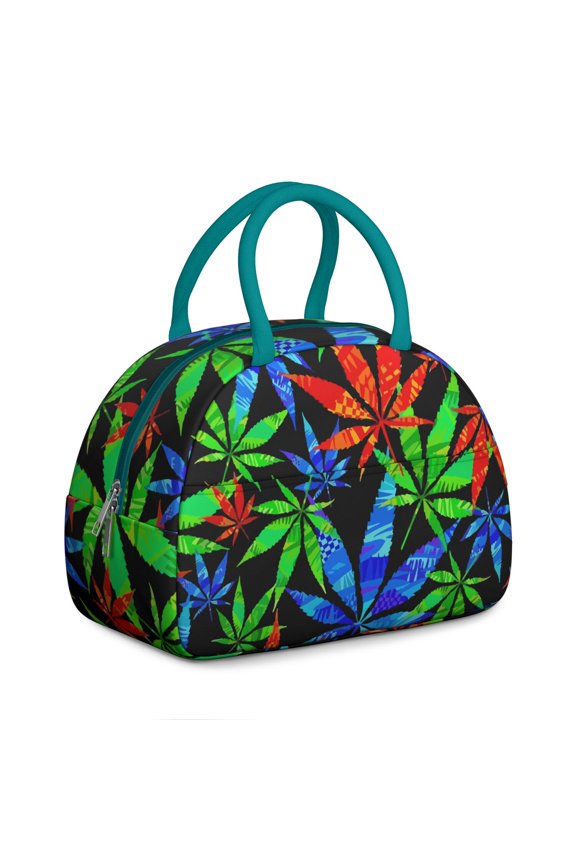 Glow in the Dark Marijuana Leaf Lunch Bag – Neon Weed Leaf Insulated Tote, Cool and Durable for Travel or Office