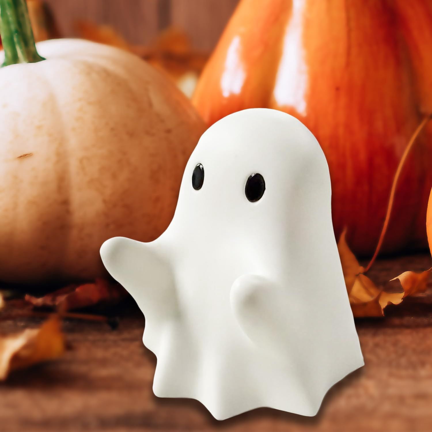 Glow-in-the-Dark Mini Ghost Figurine for Halloween Desk and Shelf Decor