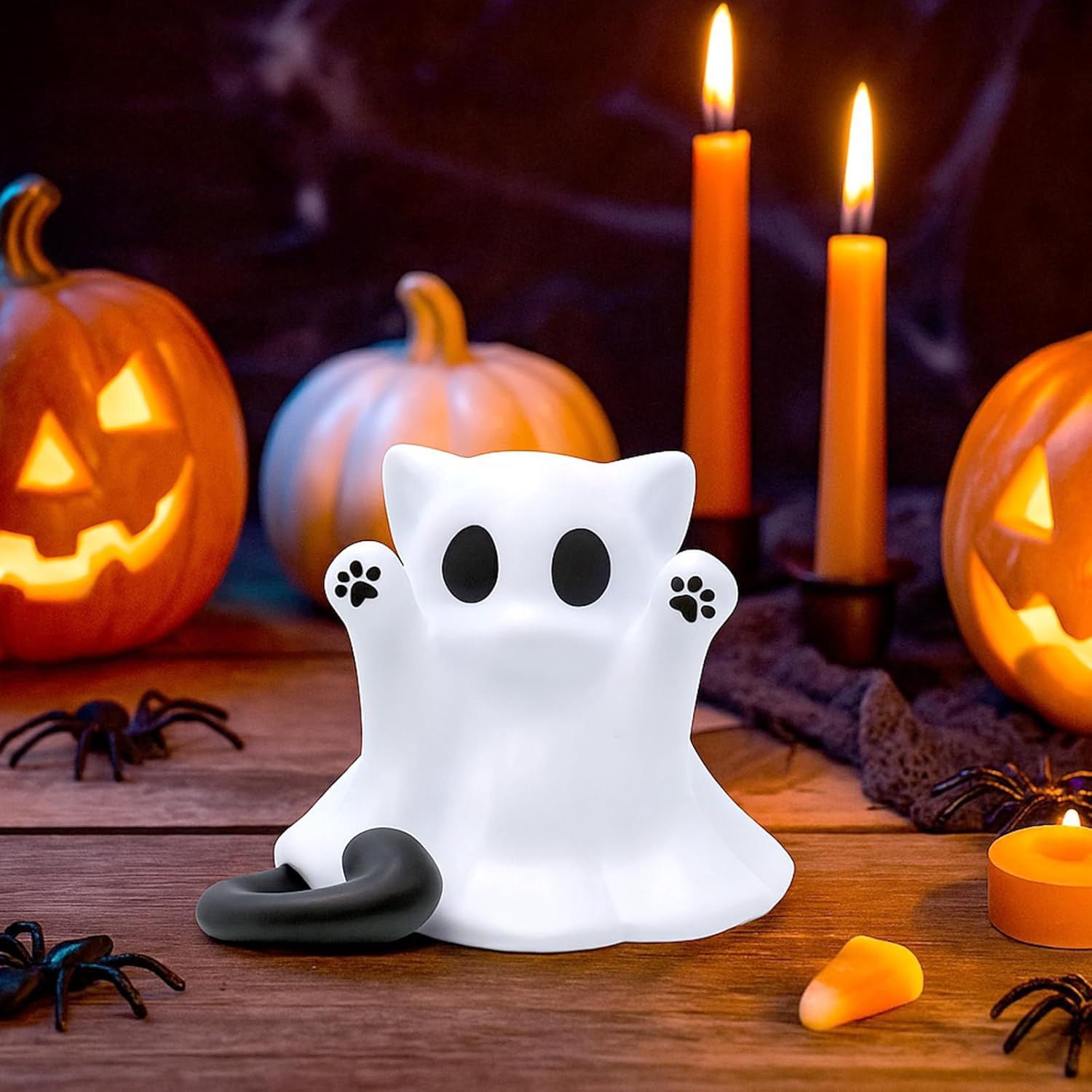 Glow-in-the-Dark Mini Ghost Figurine for Halloween Desk and Shelf Decor