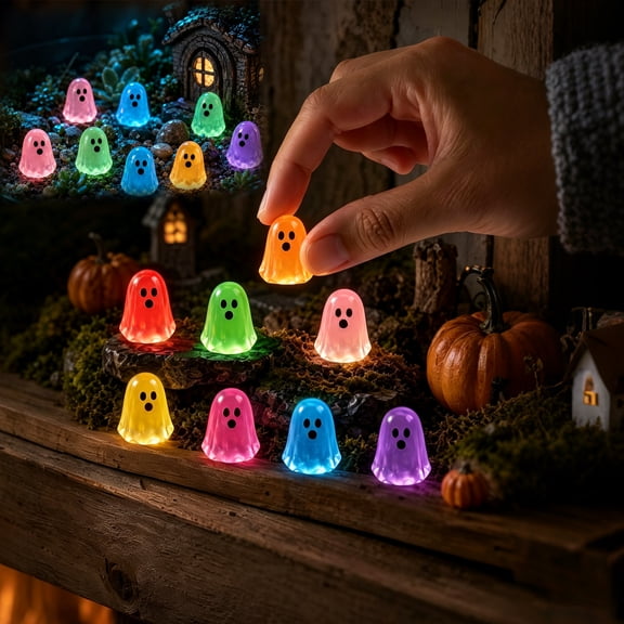 Glow in the Dark Mini Ghosts, 40 Pcs Resin Ghost Figurines for Halloween Party Ornaments