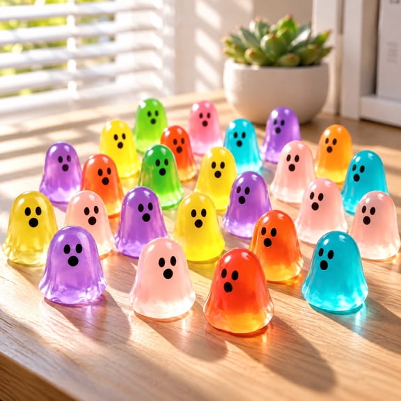 Glow in the Dark Mini Ghosts, 8 Colors Mini Ghost Figurines, Resin Ghosts for Halloween Decor, DIY Crafts, Party Favors, Vase Fillers (80PCS)
