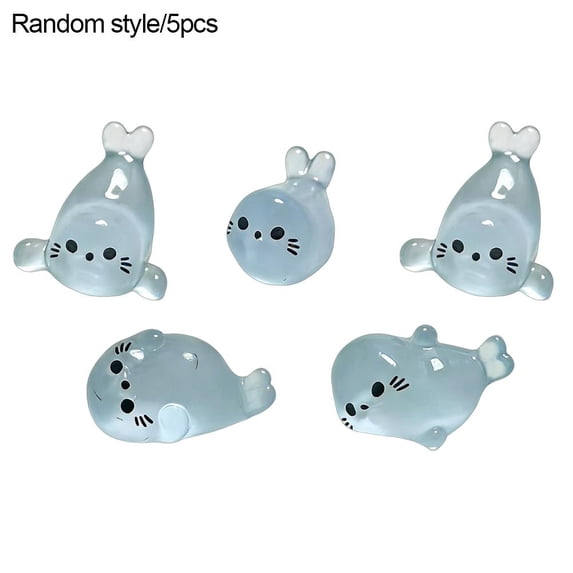 Glow in the Dark Mini Seal Figurines, Luminous Plastic Resin Ocean Animals for Miniature Gardens & DIY Decor