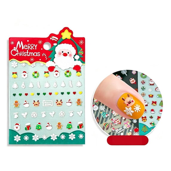 Glow in the Dark Nail Stickers, MCS006 5D Christmas Relief Decals, Cute ...