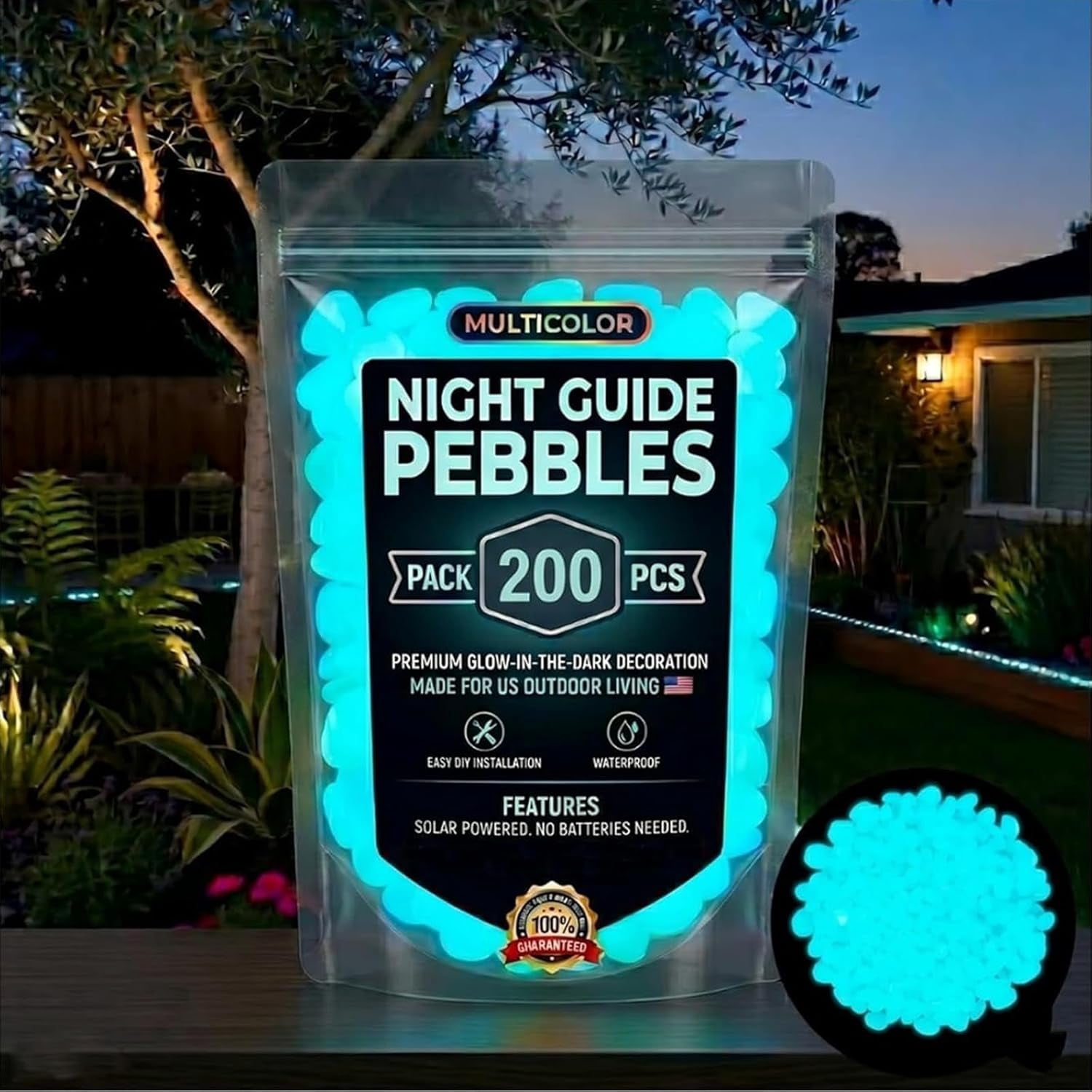 Glow in the Dark Pebbles, Stepping Stones Outdoor for Garden Yard Patio ...