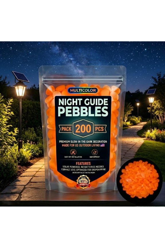 Glow in the Dark Pebbles for Yard Patio, Bulk Luminous Night Guide Rocks, Decorative Stones for Plant Pots and Driveway Edges