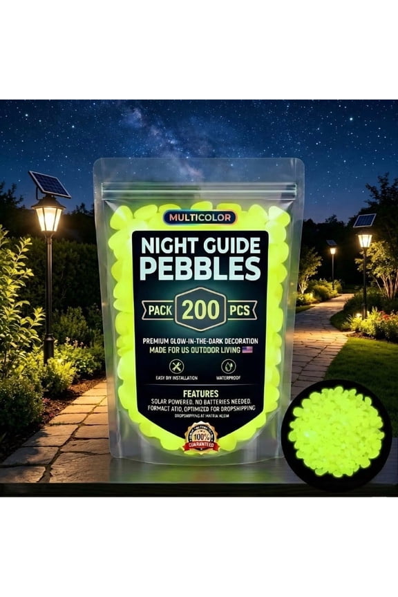 Glow in the Dark Pebbles for Yard Patio, Bulk Luminous Night Guide Rocks, Decorative Stones for Plant Pots and Driveway Edges