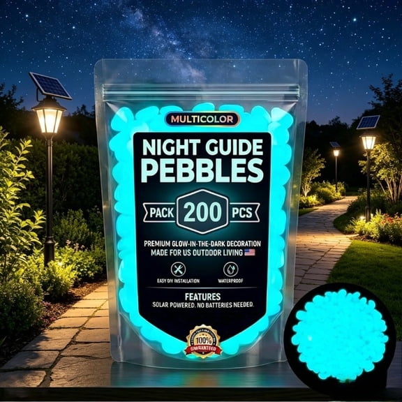 Glow in the Dark Pebbles for Yard Patio, Bulk Luminous Night Guide Rocks, Decorative Stones for Plant Pots and Driveway Edges