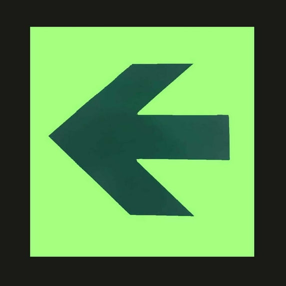 Glow-in-the-Dark Photoluminescent Straight Arrow for Emergency Exits (UL 1994 Listed)