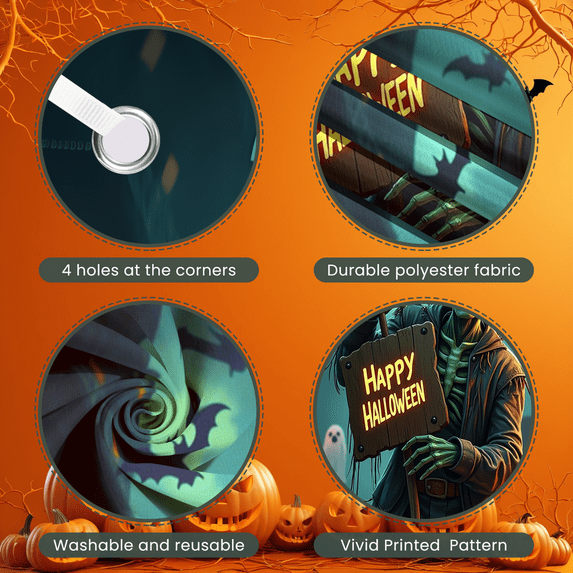 Glow in the Dark Pirate Banner Halloween Skeleton Ghost Decoration Scary Theme for Halloween Party Outdoor Event Night Decor