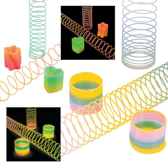 Glow-in-the-Dark Rainbow Plastic Magic Spring Assortment 24 Pc.