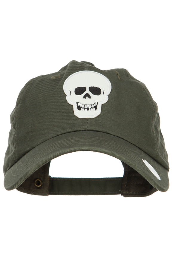 Glow in the Dark Skull Halloween Unstructured Cap - Olive OSFM