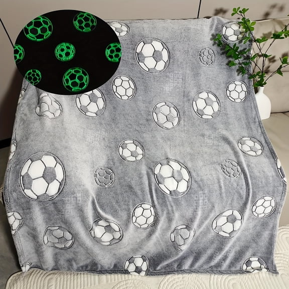 Glow-in-the-Dark Soccer Blanket - Soft, Cozy Flannel for All Seasons | Perfect Gift for Sports Fans | Ideal for Sofa, Bed, Car, and Office Use