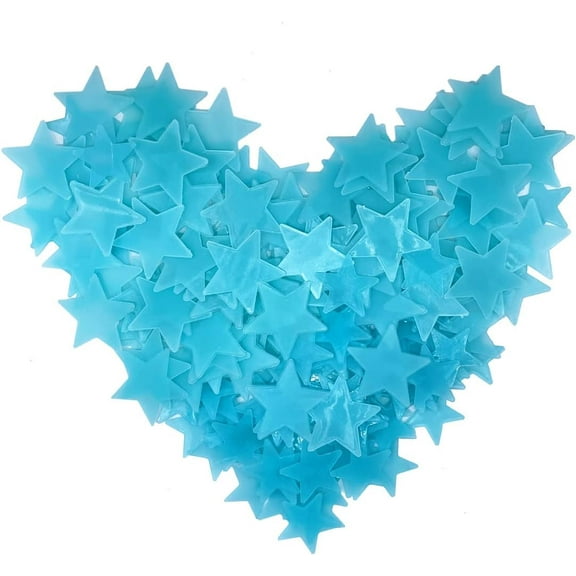 Glow in the Dark Stars - Glow in the Dark Party Supplies - Blue Glow Stars 100 pieces - Glow in the Dark Stars for the Ceiling