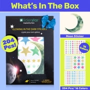 Glow in the Dark Stars and Moon Wall Decal   Fluorescent Stickers for Kids & Young Adults Room Decor