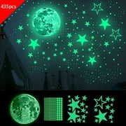 Glow in the Dark Stickers, 435pcs Glowing in the Dark Stars Dots and Moon Wall Decals, Ceiling Stickers for Kids Nursery Bedroom Living Roomroom