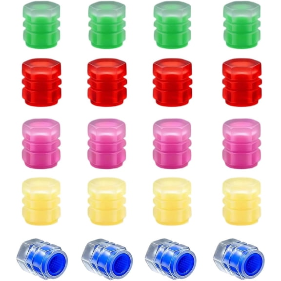 Glow-in-the-Dark Tyre Valve Stem Caps, 20-Piece Dustproof Wheel Stem Covers for Car, Bike, Bicycle, and Truck, Stylish Accessory Decor