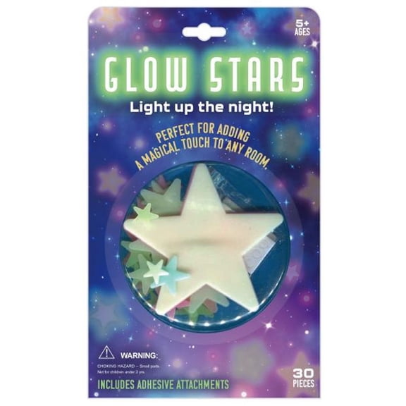 Glow in the Dark Wall Stickers, 30 Count, Star Decor with Adhesive