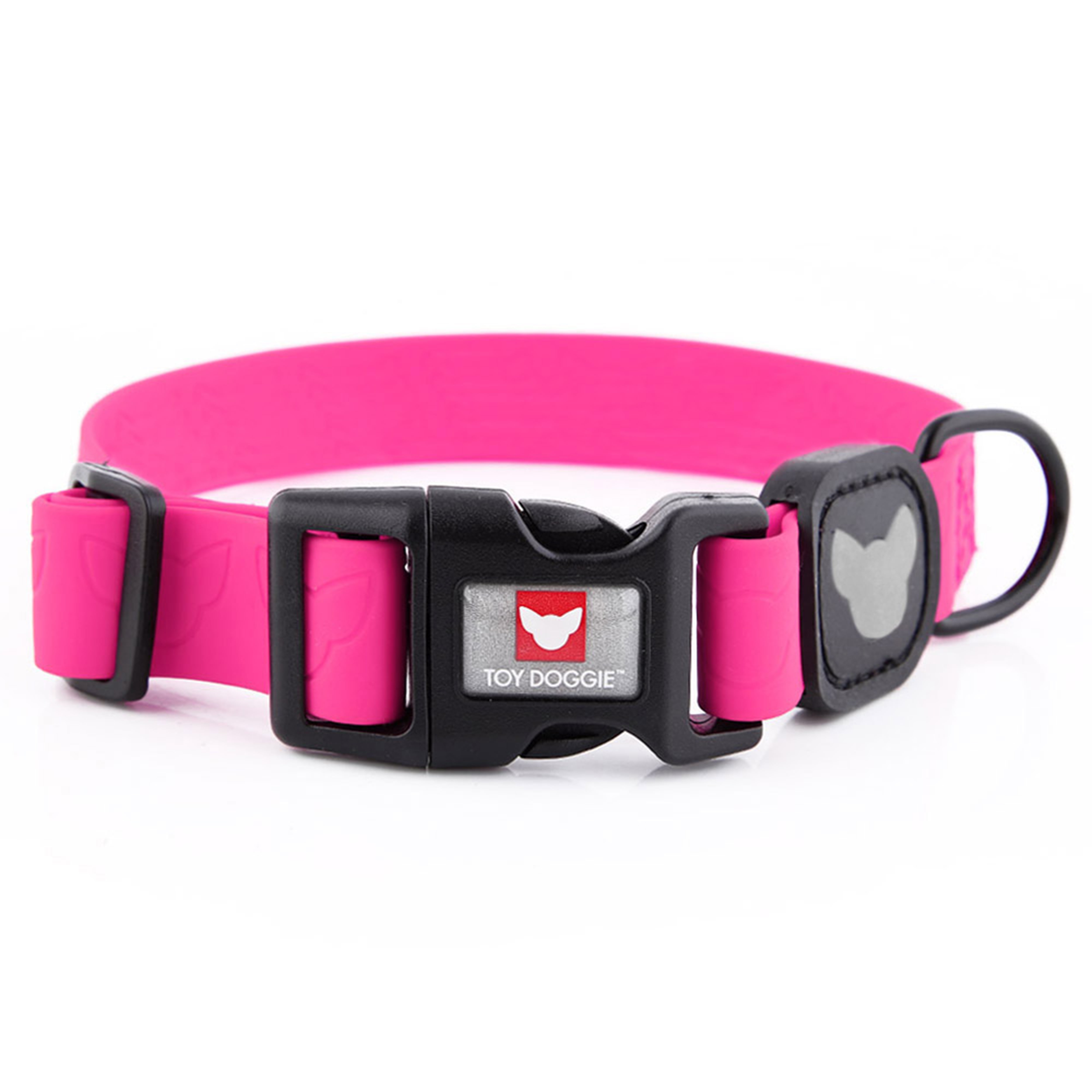 Glow in the Dark Waterproof 5/8" Wide Dog Collar - Hot Pink XS for Cats & Small Dogs, from Toy Doggie Brand - Adventure Proof Collection