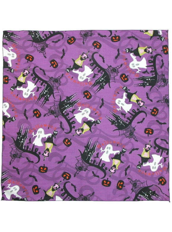 Glow in the Dark Witches and Ghosts Halloween Bandana, Purple
