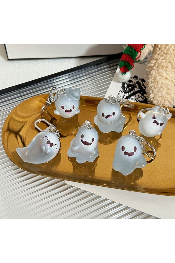 Glow-in-the-dark Ghost Keychain Luminous Design Multiple Expressions Halloween Bag Hanging Ornament