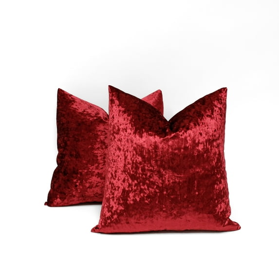 Rather Bather Montague Square Velvet Decorative Throw Pillow Cover Set of 2 - 18"x18" (Burgundy)