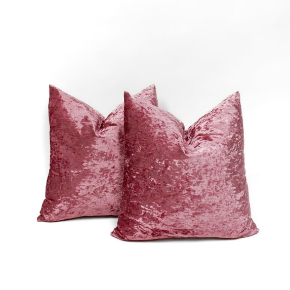 Rather Bather Montague Square Velvet Decorative Throw Pillow Cover Set of 2 - 18"x18" (Rose Pink)