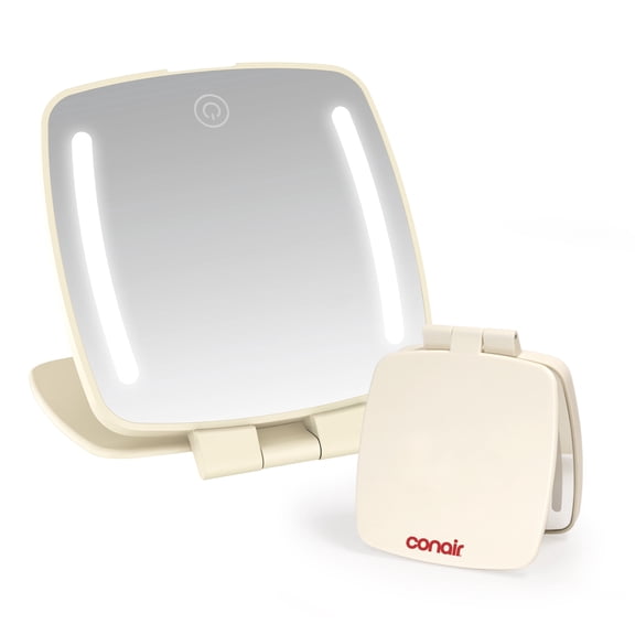 Conair GlowAnywhere Lighted Compact Mirror, Touch-Activated LED, Portable Design, 1 Count