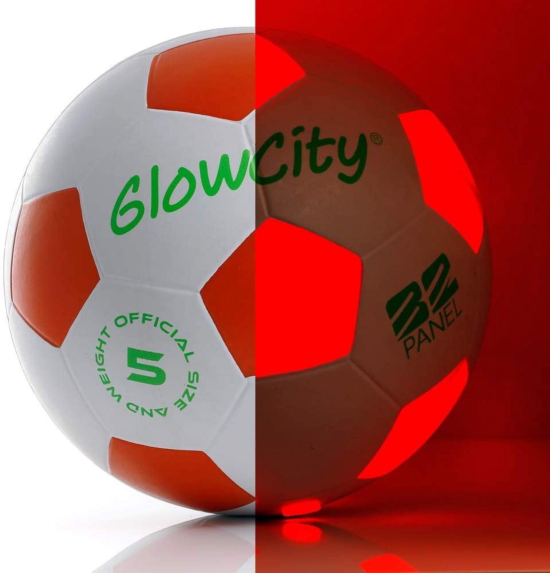 GlowCity Light up LED Soccer Ball, Battery Powered, Glows in the Dark, Size  5