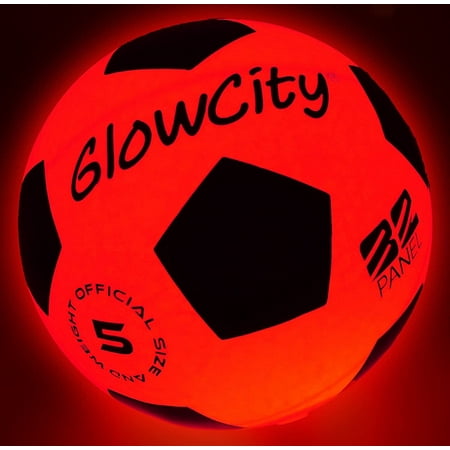 GlowCity Light up LED Soccer Ball, Battery Powered, Glows in the Dark, Size 5