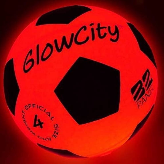 GlowCity Light up LED Soccer Ball, Glows in The Dark with Bright LED Battery Powered Lights, Size 4
