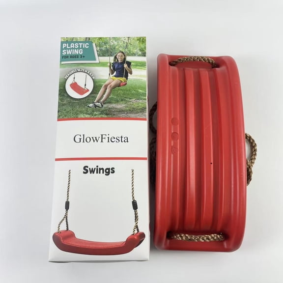 GlowFiesta Swings,Plastic Swing Seat with Rope - Red