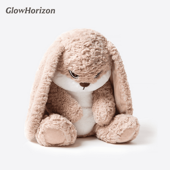 GlowHorizon Angry Bunu Bunny Plush Doll, Grumpy Expression Soft Stuffed Rabbit Figure, Cozy Plush Animal Decor for Sofa Bedroom Shelf Display, Cute Collectible Plush Gift