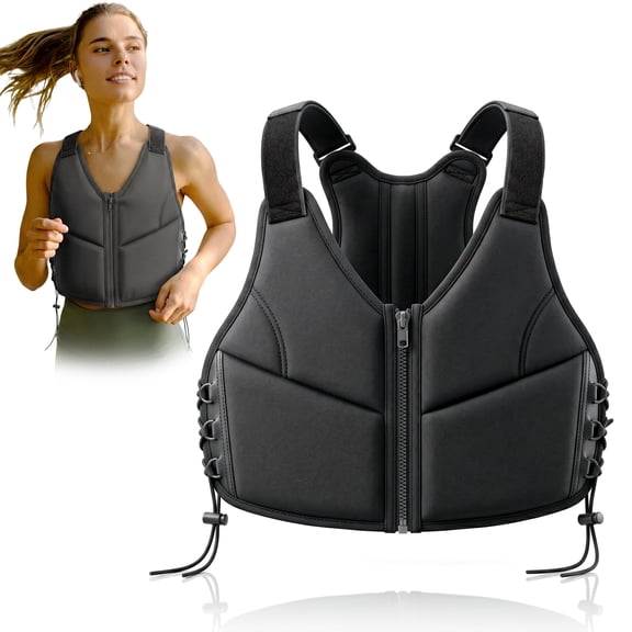 GlowPlume 10LBS Adjustable Weighted Vest for Women, Breathable Neoprene Workout Vest with Front Zipper and Side Lace-Up Design for Running, Walking, HIIT & Strength Training, Black