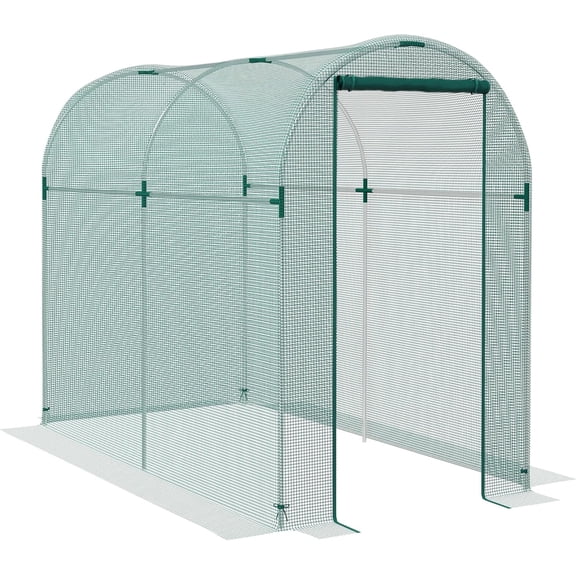 GlowPlume 4' x 8' Crop Cage, Plant Protection Tent with Zippered Door and Galvanized Steel Frame, Fruit Cage Netting Cover for Garden, Yard, Lawn, Green