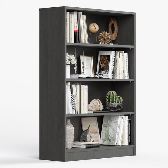 GlowPlume 48 Inch Tall Bookcase,4 Shelf Bookshelves,Adjustable Bookshelf for Home Office,Grey