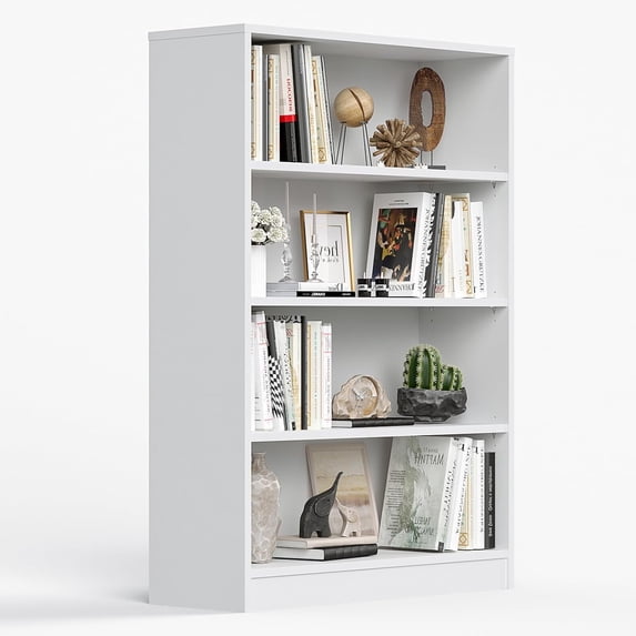 GlowPlume 48 Inch Tall Bookcase,4 Shelf Bookshelves,Adjustable Bookshelf for Home Office,White