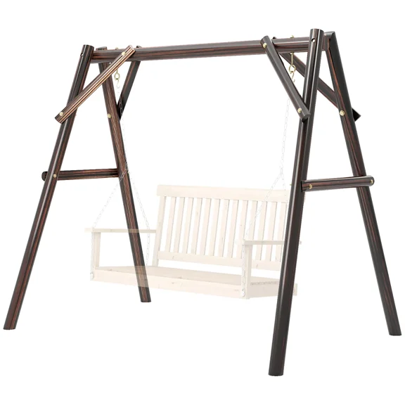 GlowPlume 660 lbs Porch Swing Frame, Heavy Duty A-Frame Wooden Swing Stand for DIY Painting, Freestanding Hanging Chair Stand Only for Porch, Lawn, Garden, Backyard, Carbonized