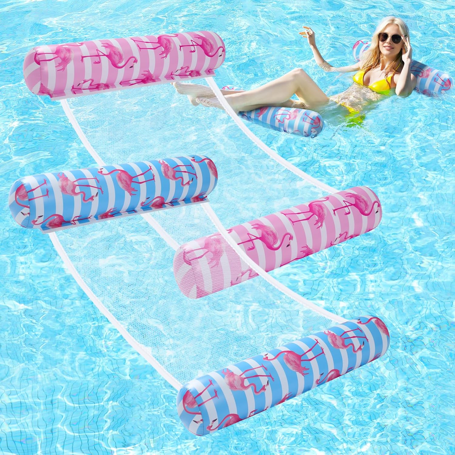 Tomasta XL Pool Hammock Float - Inflatable Lake/Pool Lounger For Adults, 300 Lb Capacity, 5-in-1 Multi-Purpose Floating Toy With Storage Pouch