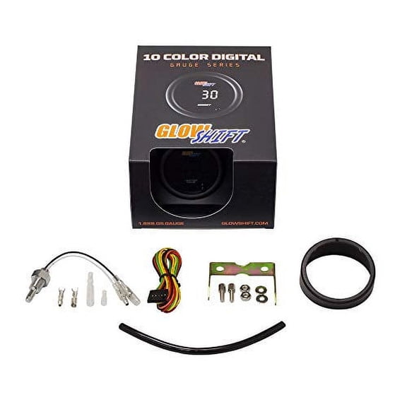 GlowShift 10 Color Digital 300 F Water Coolant Temperature Gauge Kit - Includes Electronic Sensor - Multi-Color LED Display - Tinted Lens - for Car & Truck - 2-1/16" (52mm)