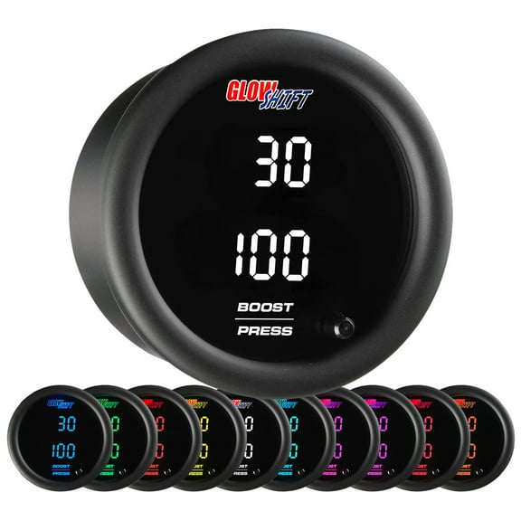 GlowShift 10 Color Digital Dual Boost/Vacuum & Pressure Gauge