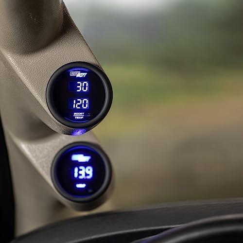 GlowShift Tinted Series 52mm Turbo Boost / Vacuum Gauge – 0-30 PSI, White LED Backlit, Black Housing
