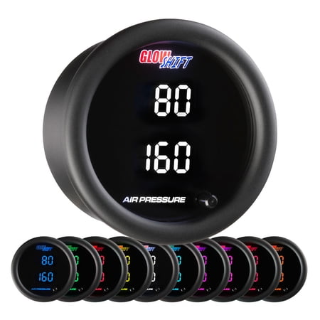GlowShift | 2-1/16" (52mm) 10 Color Digital Series Dual Air Pressure Gauge