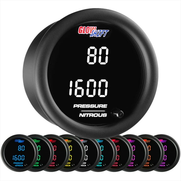 GlowShift 10 Color Digital Dual Pressure & NOS Gauge